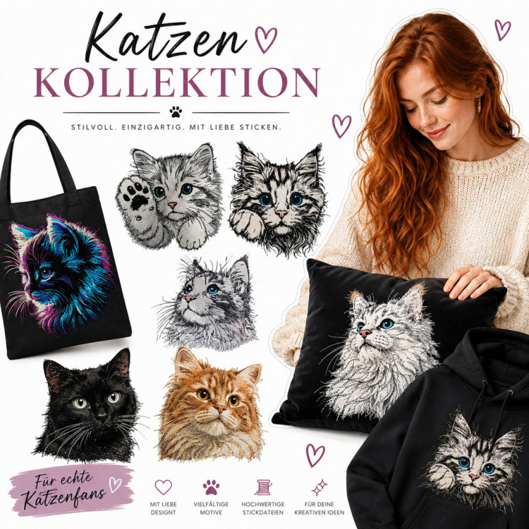 Stickdatei Kollektion Katzen von Lunachild